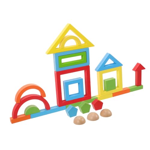 ifundom 1Satz Geometrisches Lernspielzeug aus Regenbogen Bausteinen für Sicheres Holzspielzeug zur Kognitiver Fähigkeiten Formen für Kreative Spiele von ifundom