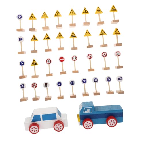 ifundom 1Satz Holzspielzeug für Teiliges Verkehrszeichen für Kognitive Spiele Fördert Verkehrswissen und Symbolerkennung aus Sicherem Buchenholz für Kindergarten und Zuhause von ifundom