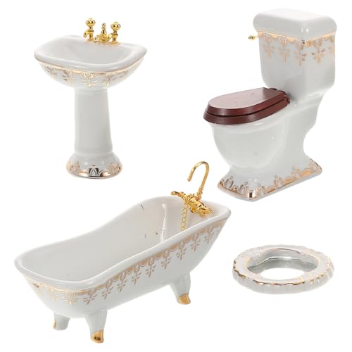 ifundom 1Satz Keramik Dekoration mit Minibadewanne Toilette und Waschbecken Puppenhauszubehör für Kreatives Rollenspiel ifundom 1Satz Keramik Dekoration mit Minibadewanne Toilette und Waschbecken Puppenhauszubehör für Kreatives Rollenspiel von ifundom