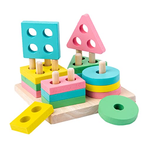 ifundom 1Satz Stapelspielzeug Aus Holz Für Pädagogisches Bausteinspielzeug Farbenfrohe Holzbausteine Kreatives Lernspielzeug Für Formkognition Sicheres Und Langlebiges von ifundom