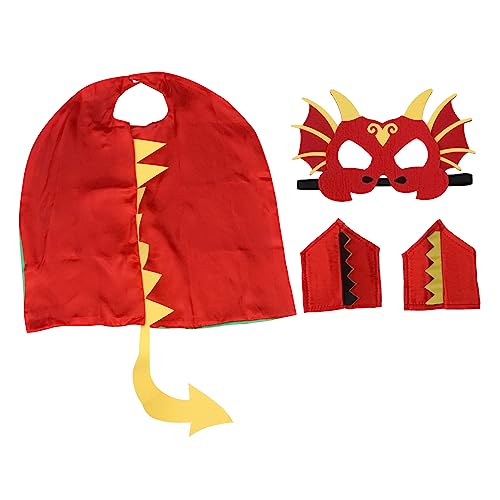 ifundom 1Satz Teiliges Dinosaurier Kostüm Mit Maske Und Cape Für Fasching Halloween Und Theateraufführungen Performance Prop Für Kleine Dino Fans von ifundom