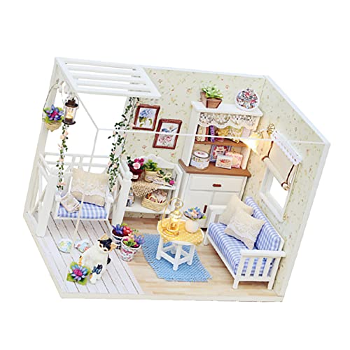 ifundom 1Stk Miniatur DIY Wohnung Kunst- und Bastelset 3D-Puzzles aus Holz Miniatur-Heimmodell Holz selber Machen Modelle Spielzeug Mini-Wohnung Kabinenmodell Kätzchen Mädchen von ifundom