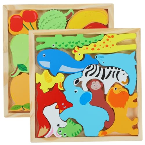 ifundom 2 Kisten Puzzle Für Kinder Montessori Intelligenzspielzeug Stengel Denksportspielzeug Kinder Puzzles Fruchtspielzeug Kinderspielzeug Hölzern Kleinkind Blöcke Dreidimensional von ifundom