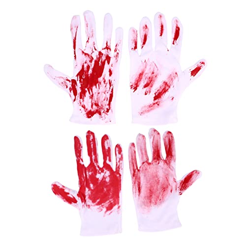 ifundom 2 Paare Blutige Handschuhe Dekoration Halloween Horror Requisiten Gruselige Deko für Haunted House Party Zubehör von ifundom