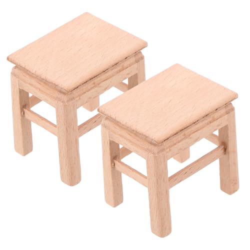 ifundom 2 Pcs Miniatur Hocker Holz Stuhl Modell Für Puppenhaus En Puppe Möbel Zubehör von ifundom