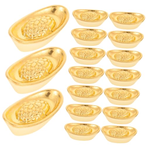 ifundom 2 Puppenhaus-Barrenmodell Spielzeugfiguren Puppenhaus-Mini-Barren kleine Puppen Plüsch für kinderspielzeug Mini-Barrenstatuen dekorativer Barren Legierung Golden von ifundom