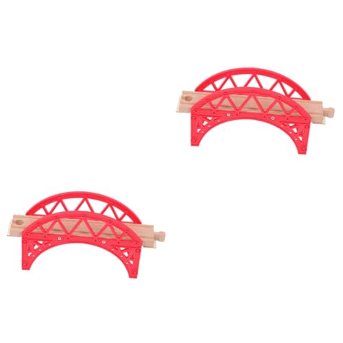 ifundom 2 STK Zugszene Spielzeug Eisenbahnbrücke Spielzeug Hebebrücke Für Holzeisenbahnen Bahnspielzeug Aus Kunststoff Holz Hängebrücke Puzzle-Spielzeug Aus Holz Rot AUB Mini Hölzern Kind von ifundom