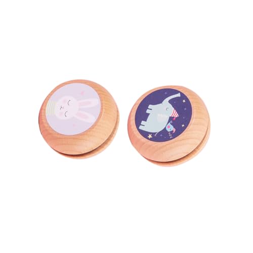 ifundom 2 STÜCK Teiliges Holz Yo yo mit Bunten Tiermotiven Farbenfrohe Cartoon Yoyo Spielzeuge für Fördert Hand Auge koordination und Spielerisches Lernen Tragbar und Robust für Jungen von ifundom