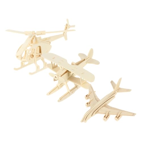 ifundom 2 Sätze 3 STK Flugzeugmodell Modellflugzeuge Flugzeug-Kit Kinder bastelset basteln für Kinder Spielzeug Kinder rätsel 3D-Rätsel dreidimensional Puzzle Diorama Blöcke Suite hölzern von ifundom