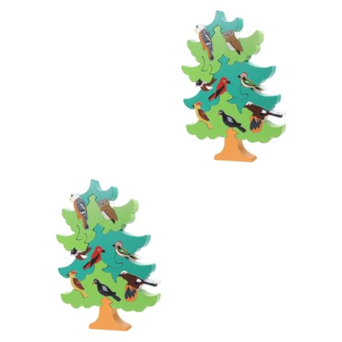 2 Sätze 3D-Stereo-Puzzle Vogelspielzeug Für Kinder Tierrätsel Für Kinder Lernspiel Für Kleinkinder Kinder 3D Tierisches Rätsel Stapelpuzzle Spielzeuge Hölzern Große Partikel Blöcke von ifundom