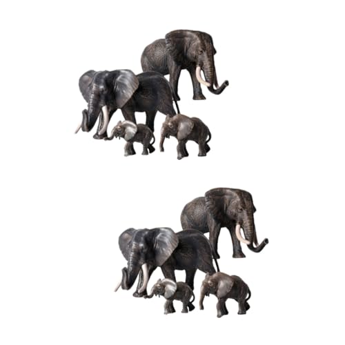 ifundom 2 Sätze 4tlg Action Figur Wilde Tiere Tierisches Spielzeug Modell Einer Elefantenfigur Modelle Spielzeuge Tiermodell-Ornament Elefantenmodell Einstellen Fest Kind von ifundom