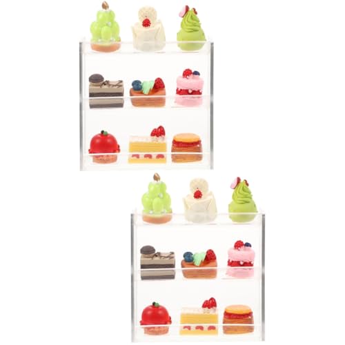 ifundom 2 Sätze Ausstellungsregal Dessert-Display-Modell Mini-Dessert-ausstellungsturm Essen Im Puppenhaus Mini-brotpräsentationsständer Küchenkochspiel Miniatur Schauturm Ob11 Abs von ifundom