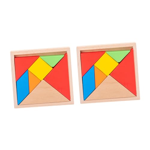 ifundom 2 Sätze Früherziehungsspielzeug Musterblöcke Aus Holz Form Tangram-Puzzle-Spielzeug Puzzles Aus Holz Lernspielzeug Stapelblöcke Aus Holz Bambus Kind Hölzern von ifundom