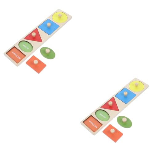 ifundom 2 Sätze Geometrische Tafeln Knopfrätsel für Kleinkinder Knopf-Holzstift-Puzzles Kinder Puzzle rätselbuch Kinder Kleinkindspielzeug Spielzeug für Kleinkinder formt Rätsel hölzern von ifundom