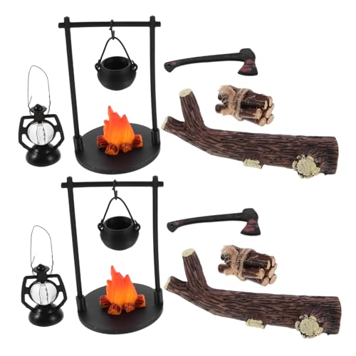 ifundom 2 Sätze Hängender Ofen Feuerstelle Set Realistische Garten Micro-Landschaft Deko für Indoor Szenen Vielseitig Platzsparend für Sammler von ifundom