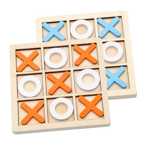 ifundom 2 Sätze Holz Schachspiel Lernspielzeug Farben Orange Blau Pädagogisches Brettspiel zur Konzentrationsförderung und Logischem Robust und Sicher von ifundom