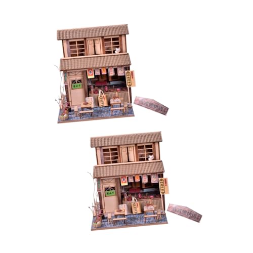 2 Sätze Kabinenmodell Puzzle-Spielzeug Aus Holz Winziges Puppenhaus Bausatz Selber Machen -Puzzle-Spielzeug Holzpuzzle Holzspielzeug Kind Einstellen Jahrgang von ifundom