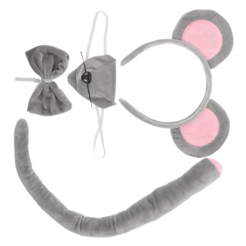 ifundom 2 Sätze Maus Kostüm Set mit Mausohren Haarbändern Mausnase und Weiche Graue Tierkostüm Haarreifen für Karneval Halloween und Rollenspiele von ifundom