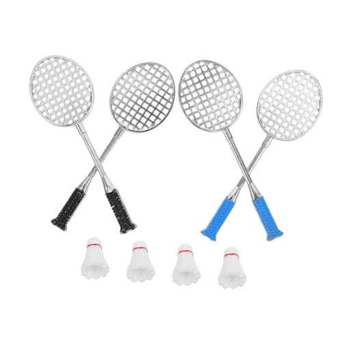 ifundom 2 Sätze Miniatur Badminton Schläger Charm aus Legierung Tragbare Dollhouse Dekoration Vielseitiger Sportanhänger Leichter Schlüsselanhänger für Rucksack Zubehör für Puppenhaus von ifundom