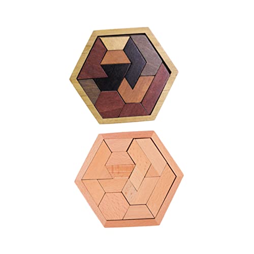 2 Sätze Sechseckige Scheibenbausteine Kinder rätsel Geometrie-Puzzle-Spielzeug Rätsel für Kinder Kinderspielzeug Spielzeuge Hexagon-Tangram-Puzzle Puzzlespiele aus Holz hölzern von ifundom