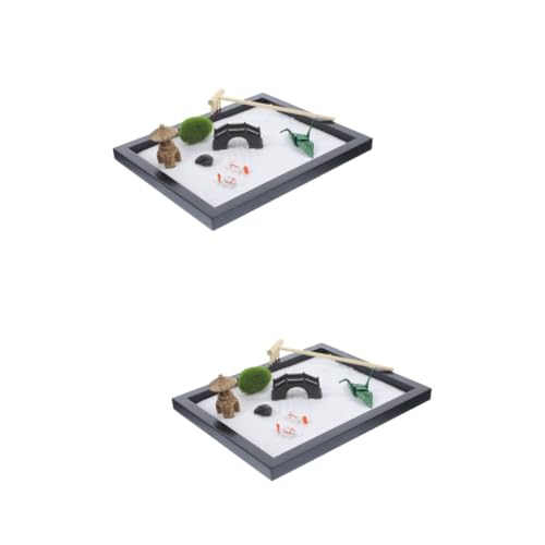 ifundom 2 Sätze Simulations-Sandtisch Japanischer Steinsandgarten chinesische Dekorationen Bürodekoration meditations Modelle Terrarium-Kit Sandkastenverzierung für den Garten Tischschmuck von ifundom