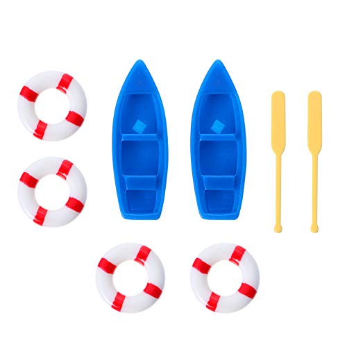 ifundom 2 Sätze Stranddekorationsverzierungen Aquariumdekorationen Mini-Strand Boot Strandspielzeug Puppenhaus Leuchtturm Bausatz Mini- -Requisiten Mini-House-Szenendekore Plastik Blue von ifundom