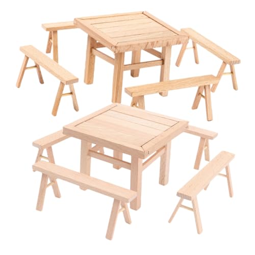 ifundom 2 Sets Holzmöbel Montage Puppenhausmöbel 3D Puzzle Spielzeug Für Jungen Und Mädchen Rollentisch Und Hocker von ifundom
