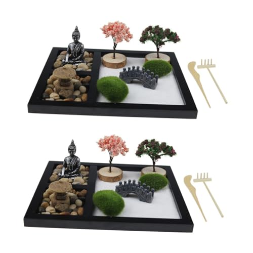 ifundom 2 Sätze Tischdeko aus Sand Bürodekoration Haushaltskunst Japanischer Tabletop-Garten Ornament Kunsthandwerk aus Kunstharz Kunstgegenstände aus Sand Sandtischkunst Esstisch Modell von ifundom
