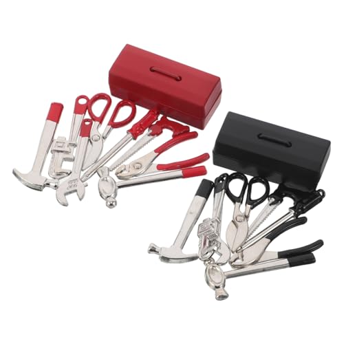 ifundom 2 Sets Mini Werkzeugset Mini Reparaturwerkzeugsatz Miniatur Konstruktionswerkzeuge Puppenhaus Szenenzubehör von ifundom