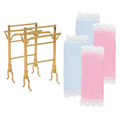 ifundom Ihr Puppenhaus – 2 Sets Miniatur-handtuchhalter Puppenhaus-Requisiten Miniatur-dekoregale von ifundom