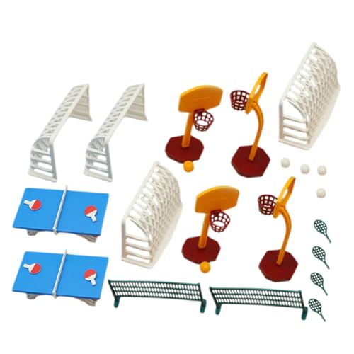 ifundom 2 Sets Puppenhaus Basketballkorb Basketball Zubehör Fußball Ornament Puppenhaus Ornament Mini Sport Ornament Miniatur Puppenhaus Zubehör Tischtennis Modell Kunststoff von ifundom
