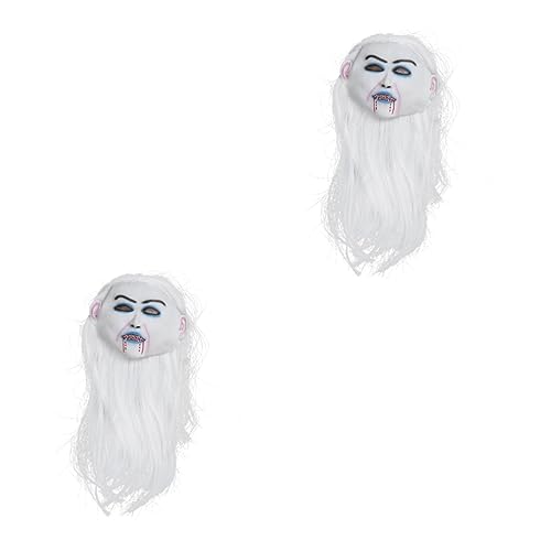 ifundom 2 Stk Weiß haarige weibliche Geister maske gruselige Halloween-Maske Halloween-Kostüme für Erwachsene halloween horror kostüme horror kostüme halloween Maske für Kostümparty bilden von ifundom