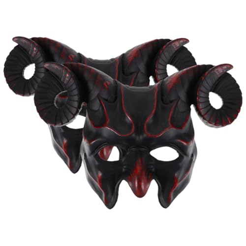 ifundom 2 Stück Gruselige Tiermaske mit Horn für Halloween Halbgesichtsmaske für Kostümparty und Cosplay Vielseitiges Accessoire für Jede Gelegenheit von ifundom