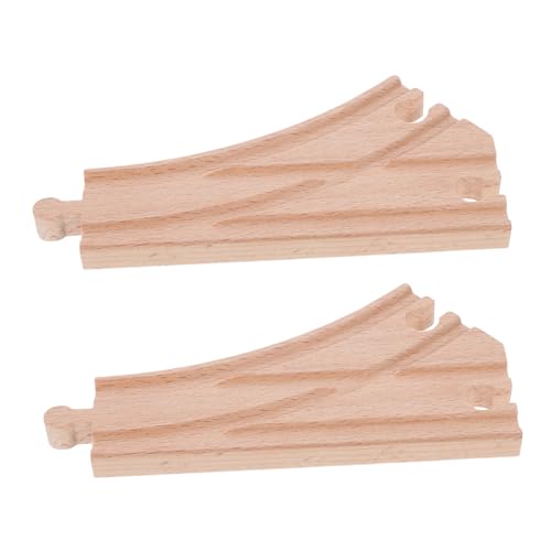ifundom 2 Stück Hölzerne Zugspurzubehör Holzschienen Zubehör Weichen Holzspielzeug Zug Spielset Holzspielzeug für Lernspielzeug Eisenbahnschienenläufer Gleisverbinder Khaki von ifundom