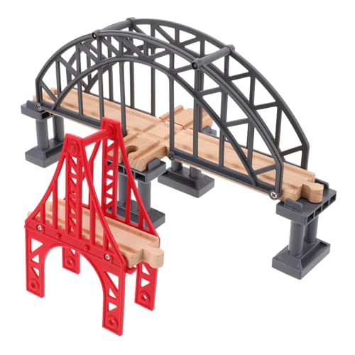 ifundom 2 Stück Holzeisenbahn Brückenspielzeug Holz Plastik Zugschienen Stabile Bahnbrücke für Kreatives Spiel Robustes Gleis Zubehör von ifundom