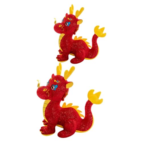 ifundom 2 Stück Jahr Der Drachen-Maskottchen-Puppe Spielzeuge Stofftier Puppenaugen Drachenspielzeug Im Chinesischen Stil Drachenpuppe Ausgestopfter Drache Für Plüsch von ifundom