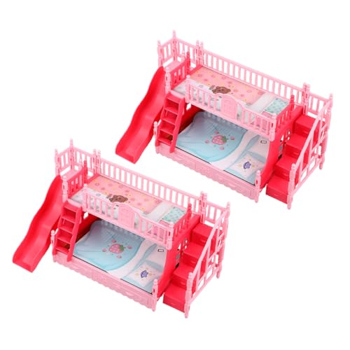 ifundom 2 Stück Kinderpuppenmöbel Mini House Etagenbett tun so, DASS sie Etagenbett Puppenbett Mini -Etagenbettmodell Miniatur-Möbelbett Abs von ifundom