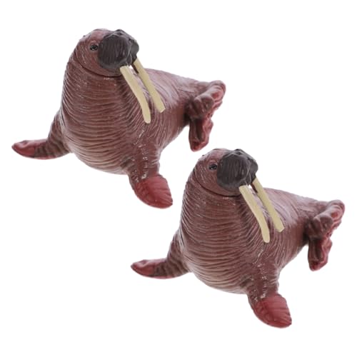 ifundom 2 Stück Künstliche Walross Figur Teiliges Kleine Realistische Meerestier Dekoration aus Harz Ozeanisches Tischornament für Aquarium Büro und Terrarium Naturgetreue Miniatur von ifundom
