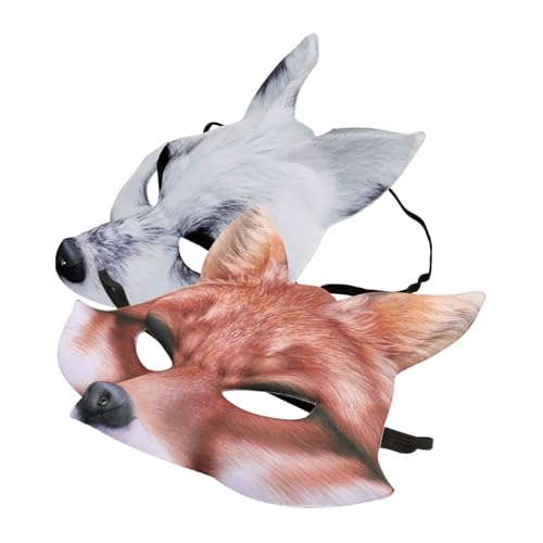 ifundom 2 Stück Leichte EVA Fuchs Halbgesichtsmaske für Tierkostüm Passend für Erwachsene Bequem und Langlebig für Themenpartys und Cosplay von ifundom