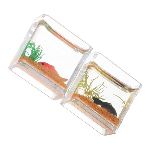 ifundom 2 Stück Maßstab Resin Fischschale Realistische Dekoration für Puppenhaus und Schreibtisch Zubehör Geeignet für Betta Fisch Anzeige von ifundom