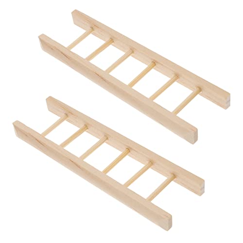 ifundom 2 Stück Mini Holzleiter für Puppenhaus Dekoration für Mikro Landschaften und Märchengärten Stabil und Leicht Natürliche Holzfarbe für Gemütliche von ifundom
