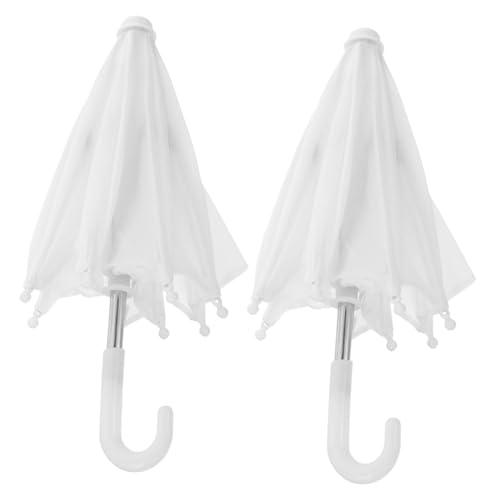 ifundom 2 Stück Mini Regenschirm Puppenhaus Deko Miniatur Regenschirm Zubehör für Puppen Weiß Realistisch Gestaltet Handgefertigt Stilvolles Mini Möbel Accessoire von ifundom