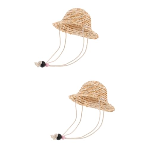 ifundom 2 Stück Mini Strohhut für Puppenhaus Dekoration Handgefertigter Geflochtener Bauernhof Hut Leichter Stabiler Foto Requisit Zubehör für DIY Bastelbedarf und Partyaccessoire von ifundom