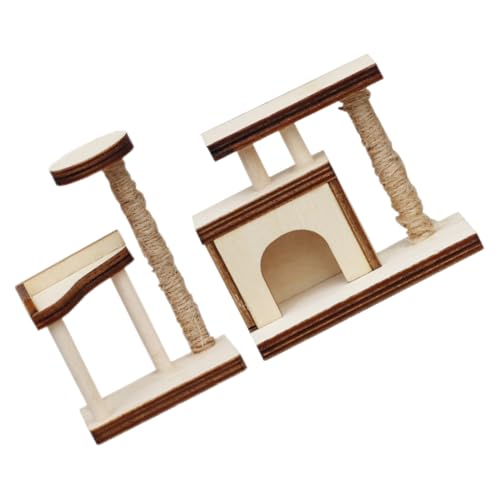 ifundom 2 Stück Miniaturen Puppenhaus Feengarten Zubehör Figur Häuser katzenbaum katzenmöbel Exquisite Puppenhausmöbel Holzornament Mini-Möbelverzierung Mini-Hausbedarf hölzern Khaki von ifundom