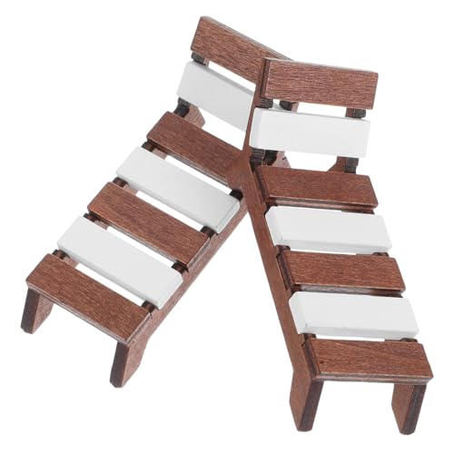 ifundom 2 Stück Möbel Miniaturfigur Liegestuhl Für Puppenhaus Miniatur Loungesessel Mini Holz Strandstuhl Mini Strandstuhl Dekor Stuhl Möbel Modell Hellbraun von ifundom