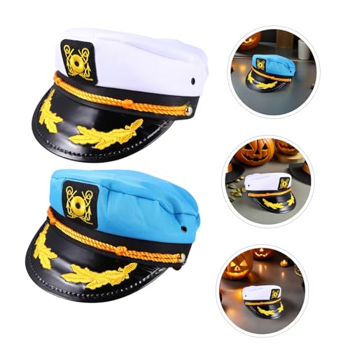 ifundom 2 Stück Nautische Matrosenmütze Verstellbar Unisex Kapitänsmütze Stil Atmungsaktiv Für Karneval Halloween Kostüm Partys Segel Yacht-events von ifundom