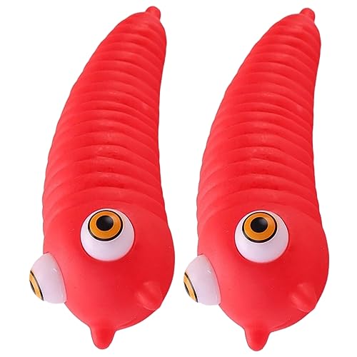 ifundom 2 Stück Prise Musik interaktives kinderspielzeug witzig dekompression spielzeuge für Zappelspielzeug für sensorische Raupe PVC rot von ifundom