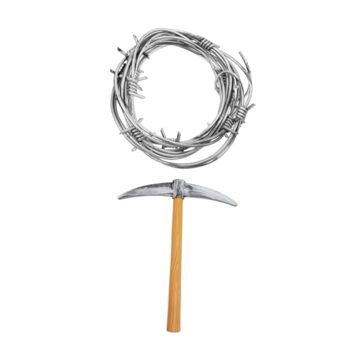 ifundom 2 Stück Realistische Halloween Deko Kunststoff Stacheldraht Ketten mit Dwarf Kostüm Spitzhacke Flexible Leichte Requisiten für Gruselige Partys und Wiederverwendbare Kostüm von ifundom