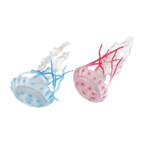 ifundom 2 Stück Realistische Quallen Modell Figuren Detailgetreue Meeresbewohner Nachbildung Farbige Aquarium Deko Blau Rosa Pflegeleicht Edukativ für Fischbecken und Lernzwecke von ifundom