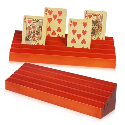 ifundom 2 Stück Spielkartensockel aus Holz Poker Party Anzeige Inhaber Platte Die Ort spielkartenhalter für senioren spielkartenständer Spielkartenfach Spielkarten Stehen Kiefernholz Brown von ifundom